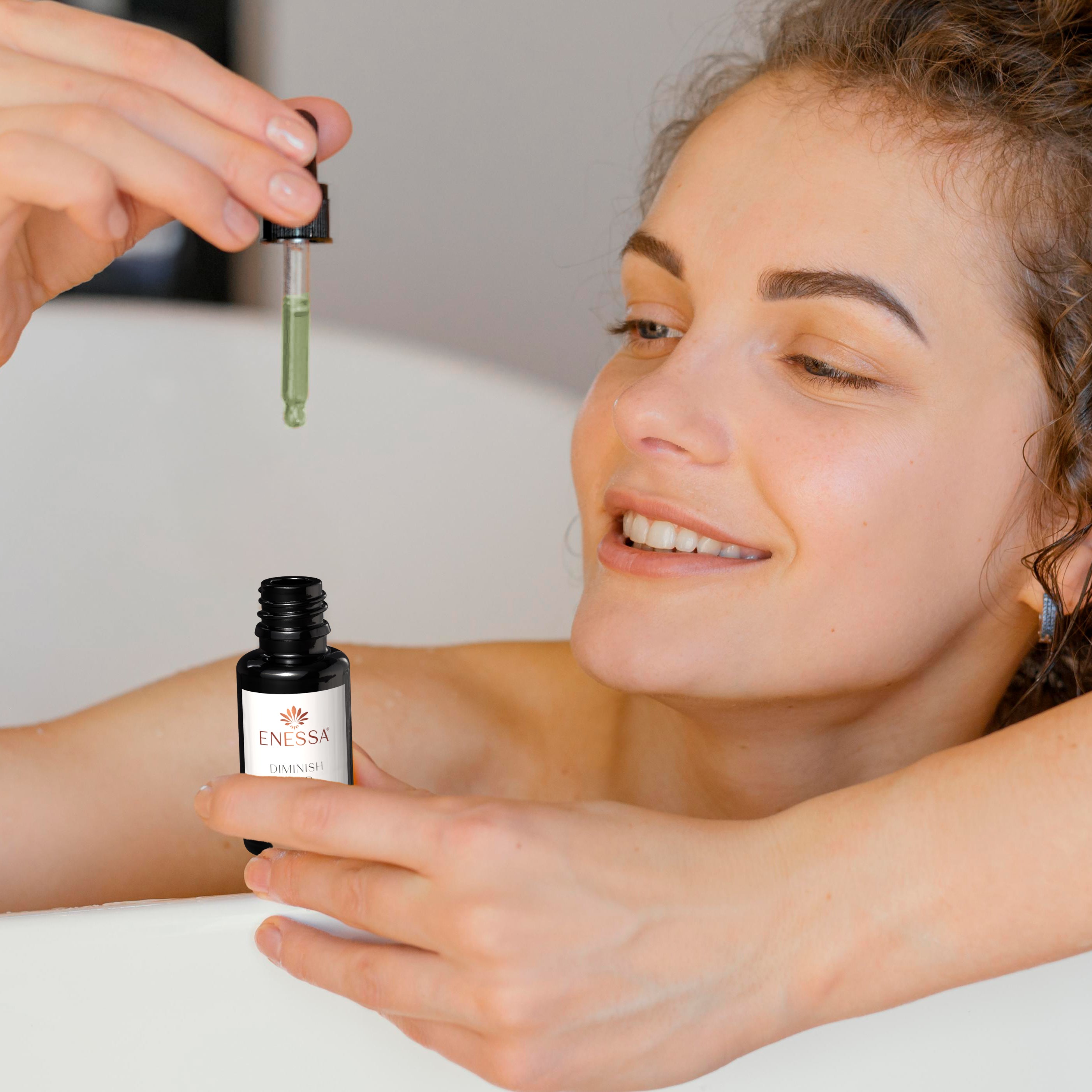 Diminish Scar woman applying  drops