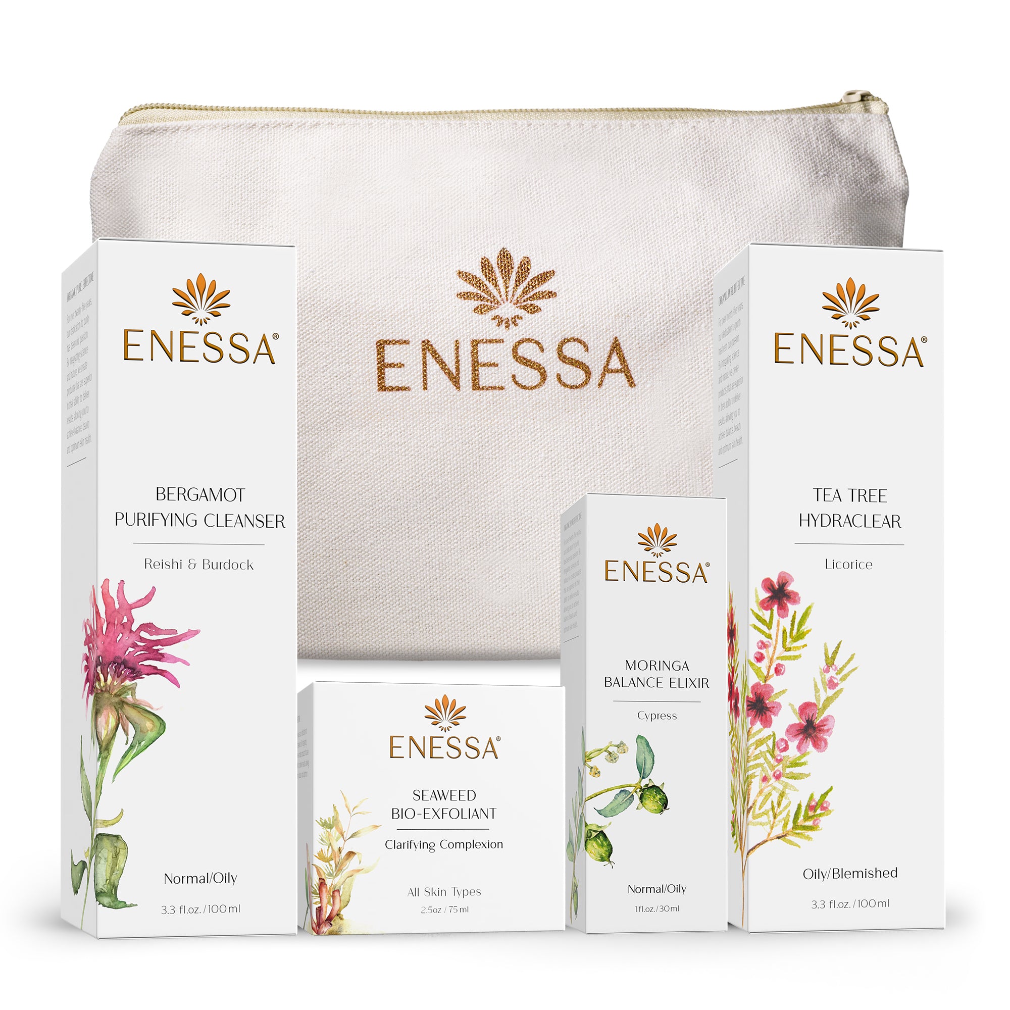 Essential Skin Care Kit with Canvas Bag
