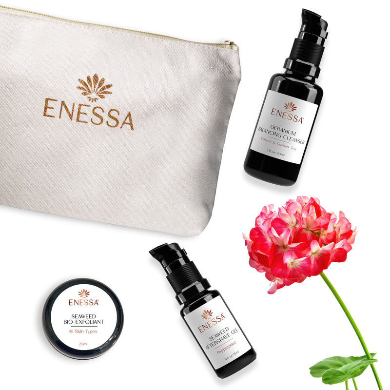 Men's Travel Survival Kit - Geranium - Enessa Organic Skin Care